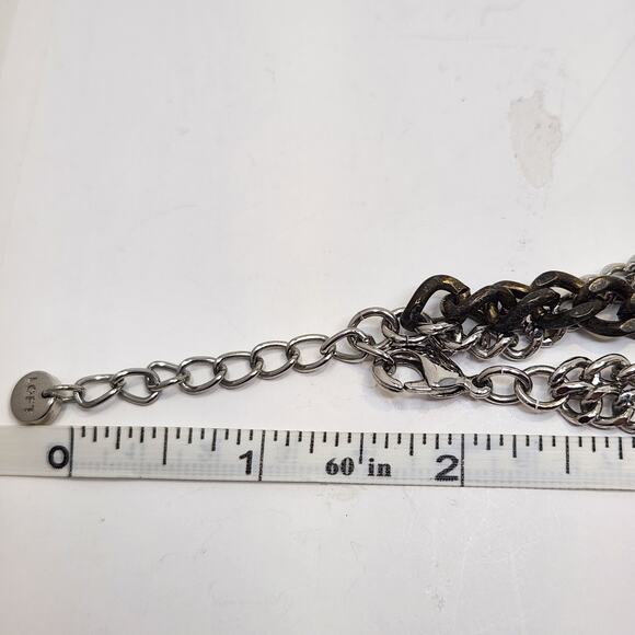 LOFT Flower Rhinestone Multi Tone Statement Chain Necklace Adjustable Chunky - Picture 8 of 8